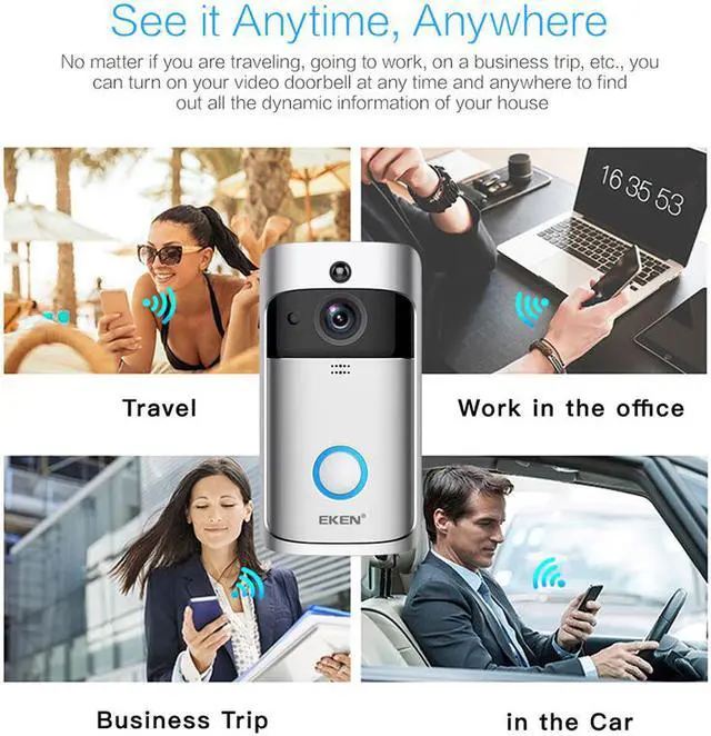 Alt view image 6 of 7 - Video Doorbell Smart Wireless WiFi Security Door Bell Visual Recording Home Monitor Night Vision Intercom door phone