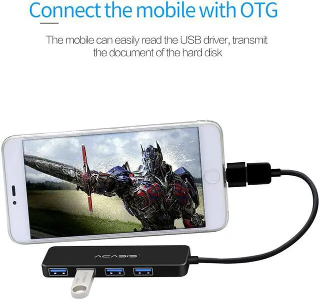 Alt view image 5 of 7 - HUB USB 3.0 4 Ports External Splitter with Micro USB Port Charging for iMac Laptop Computer Accessories HUB USB Adapter (20cm)