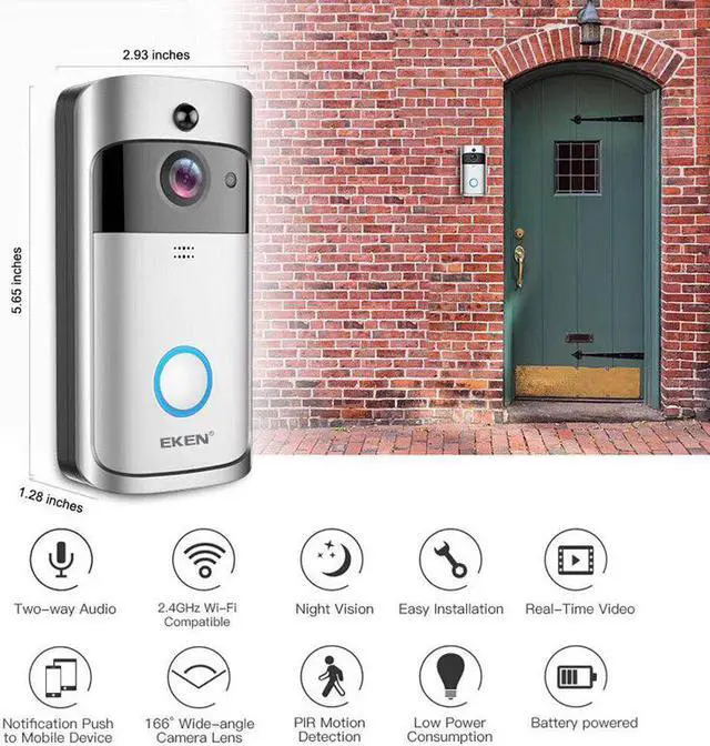 Alt view image 7 of 7 - Video Doorbell Smart Wireless WiFi Security Door Bell Visual Recording Home Monitor Night Vision Intercom door phone