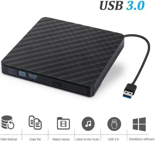 Main image of USB 3.0 External DVD Burner Writer Recorder DVD RW Optical Drive CD/DVD ROM Player MAC OS Windows XP/7/8/10 ABS Plastic Material