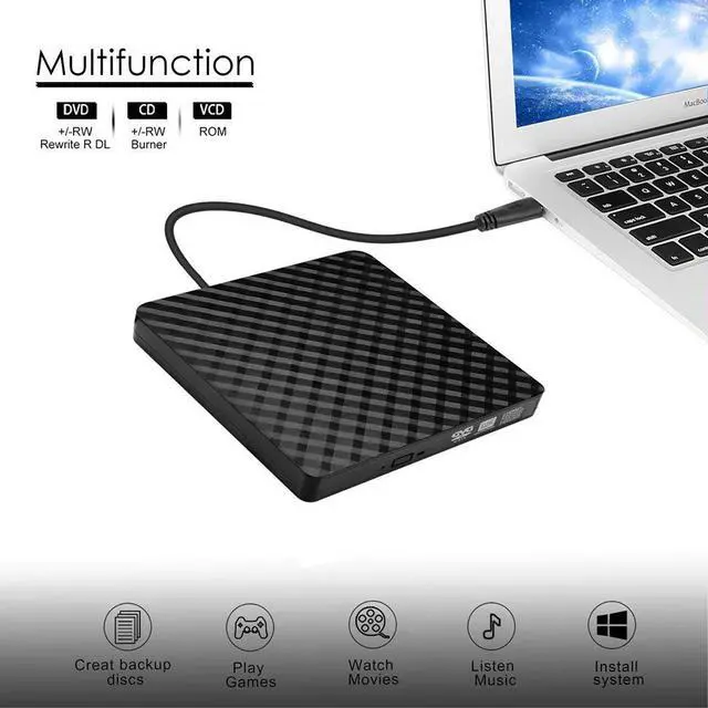 Alt view image 3 of 7 - USB 3.0 External DVD Burner Writer Recorder DVD RW Optical Drive CD/DVD ROM Player MAC OS Windows XP/7/8/10 ABS Plastic Material