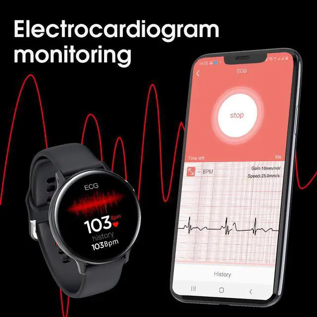 Alt view image 4 of 7 - Smart Watch Men Women Bracelet IP68 Waterproof Swim Full Touch Screen Smartwatch ECG Heart Rate Blood Pressure for Android IOS Phone