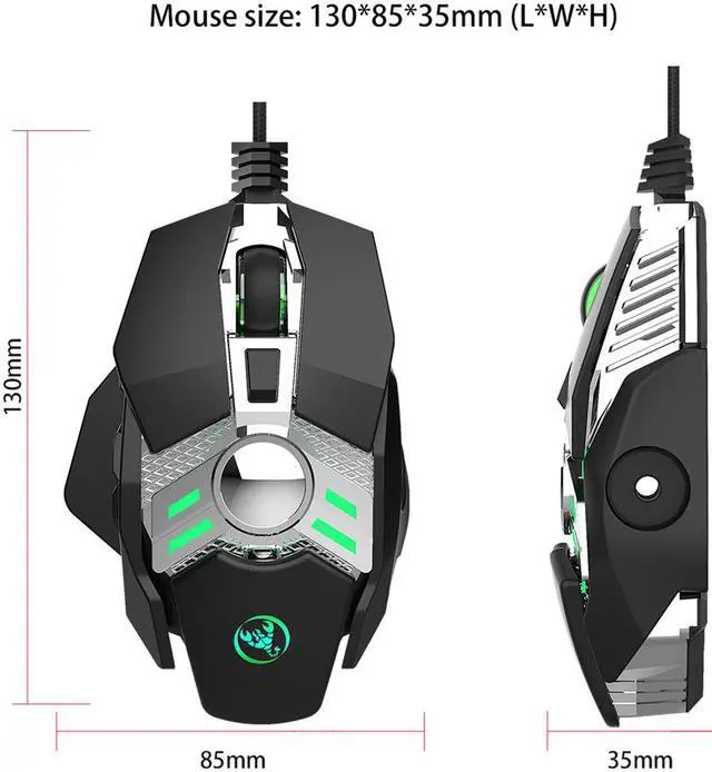 Alt view image 6 of 7 - Wired Gaming Mouse 6400DPI 7Key Macro Definition Programmable Wired Mouse Gamer Mice Breathing light for Computer Laptop PC PUBG
