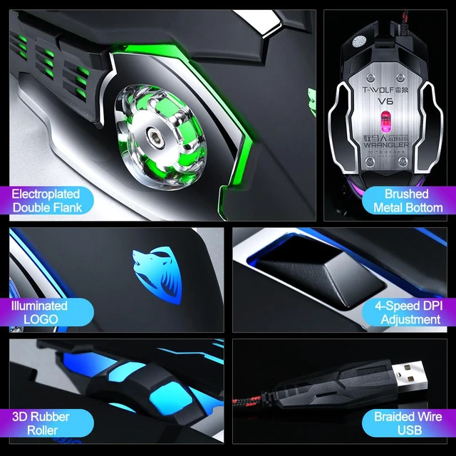 Alt view image 6 of 7 - Professional Gaming Mouse 8D 3200DPI Adjustable Wired Optical LED Computer Gamer Game Mice USB Cable Silent Mouse for Laptop PC