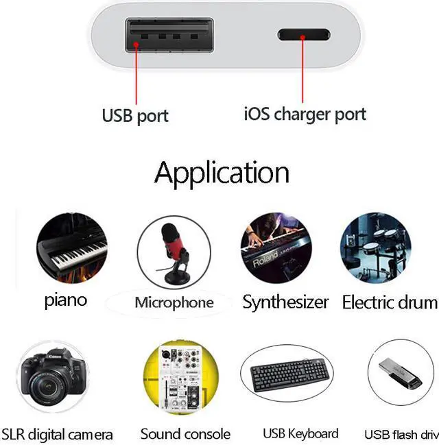 Alt view image 6 of 7 - OTG adapter for Apple to USB Camera Reader Adapter for lightning iOS 13 Connector Kit Data Sync Cable For IPhone 6 7 8 X 11