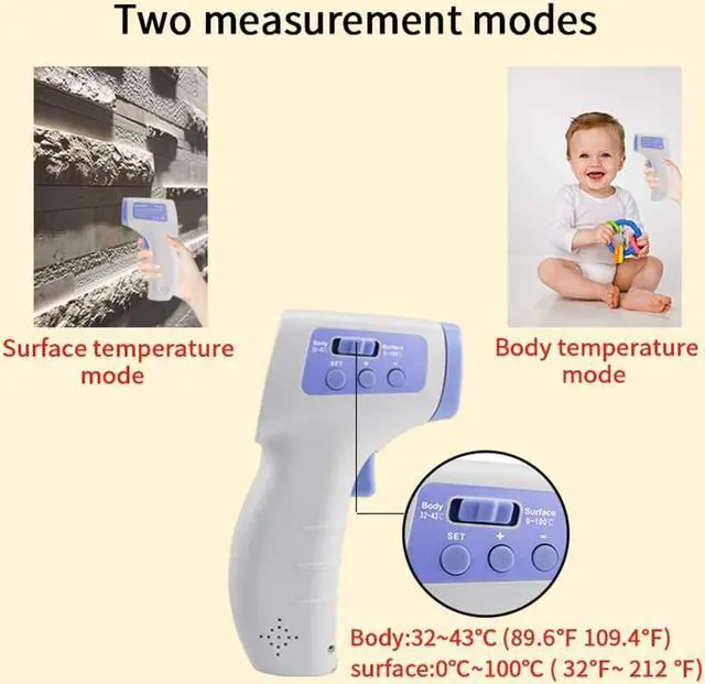 Alt view image 6 of 7 - Digital Infrared Thermometer, 0-100 ( ) Non-Contact Temperature Gun Forehead Ear Digital Infrared Fever Accurate Reading for Infants Instantly