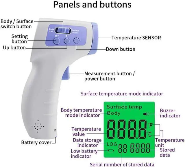 Alt view image 7 of 7 - Digital Infrared Thermometer, 0-100 ( ) Non-Contact Temperature Gun Forehead Ear Digital Infrared Fever Accurate Reading for Infants Instantly
