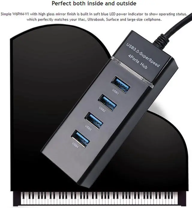Alt view image 4 of 7 - High Speed 4 Ports USB 3.0 Hub USB Splitter Portable USB Port USB HUB for Apple Macbook Air Laptop PC Tablet High Speed