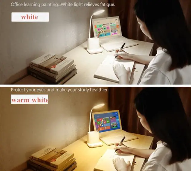Alt view image 2 of 7 - USB Rechargeable LED Desk Lamp Touch Dimming Adjustment Table Lamp for Children Kids Reading Study Bedside Bedroom Living Room