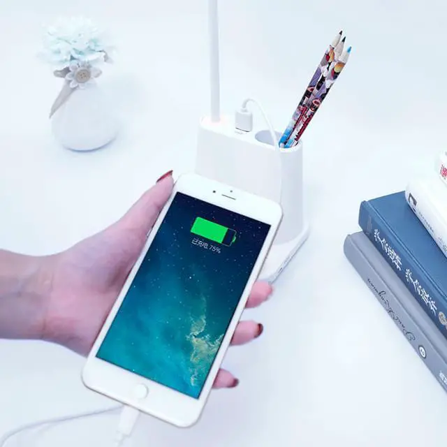 Alt view image 5 of 7 - USB Rechargeable LED Desk Lamp Touch Dimming Adjustment Table Lamp for Children Kids Reading Study Bedside Bedroom Living Room