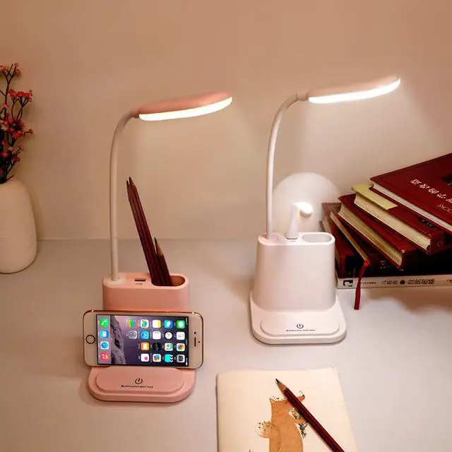 Alt view image 4 of 7 - USB Rechargeable LED Desk Lamp Touch Dimming Adjustment Table Lamp for Children Kids Reading Study Bedside Bedroom Living Room