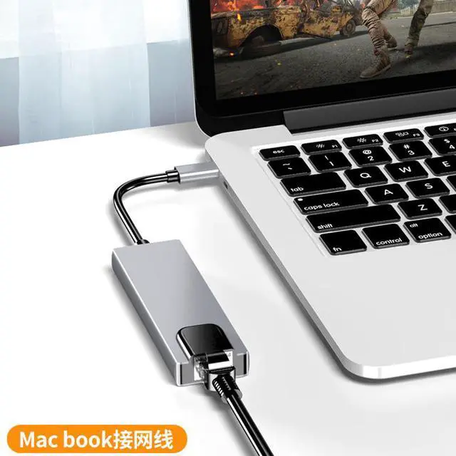 Alt view image 5 of 7 - 4K USB C Hub to Gigabit Ethernet Rj45 Lan 5 in 1 USB Type C Hub Hdmi Adapter for Mac book Pro Thunderbolt 3 USB-C Charger PD