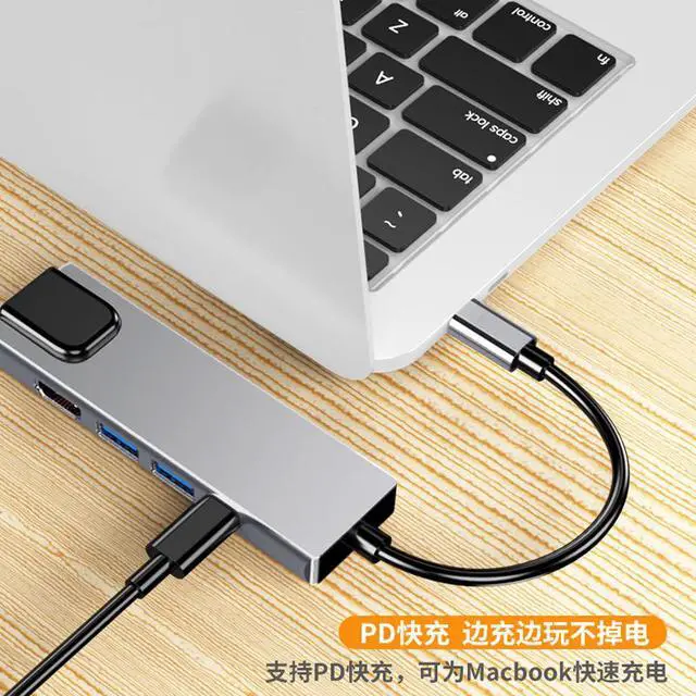 Alt view image 3 of 7 - 4K USB C Hub to Gigabit Ethernet Rj45 Lan 5 in 1 USB Type C Hub Hdmi Adapter for Mac book Pro Thunderbolt 3 USB-C Charger PD