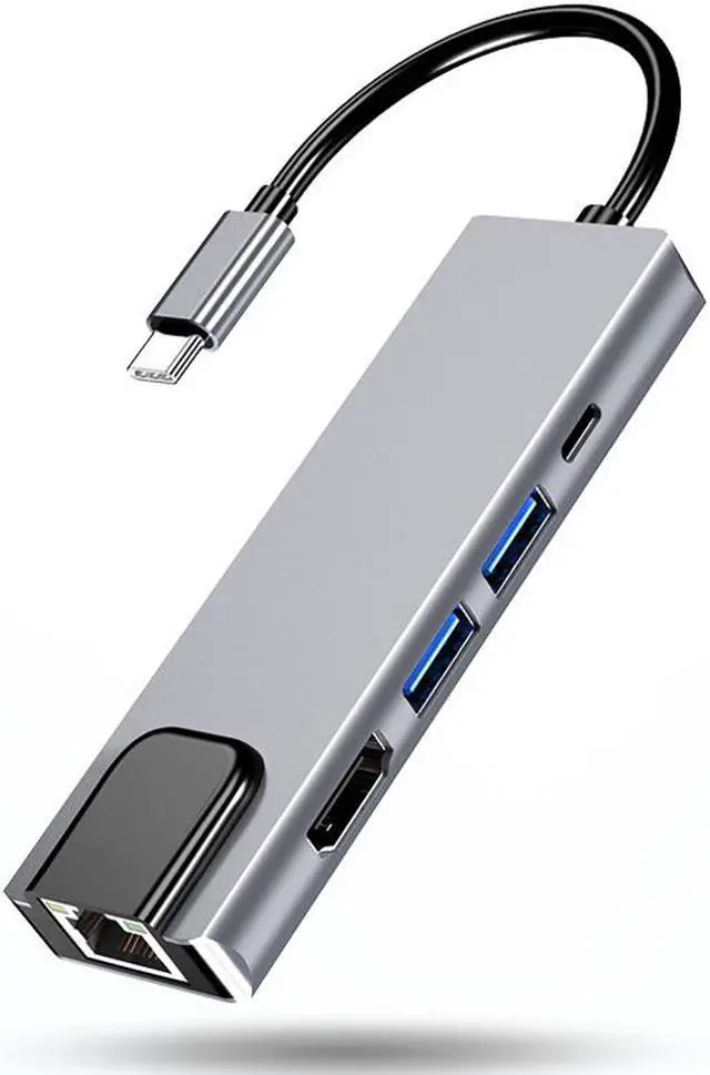 Alt view image 6 of 7 - 4K USB C Hub to Gigabit Ethernet Rj45 Lan 5 in 1 USB Type C Hub Hdmi Adapter for Mac book Pro Thunderbolt 3 USB-C Charger PD