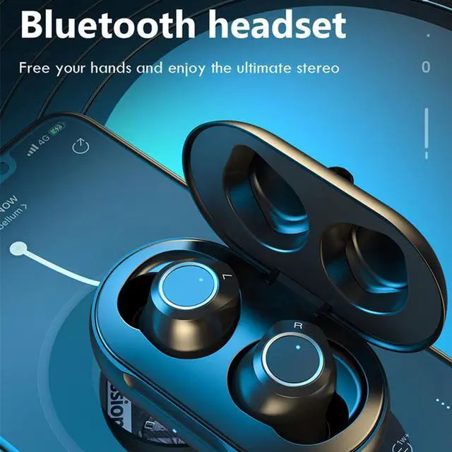 Alt view image 4 of 7 - Wireless Headphones TWS Bluetooth Earphones With Microphones 8D HiFi Noise Cancelling Earbuds Touch Control Waterproof Headsets (Colour: Black)