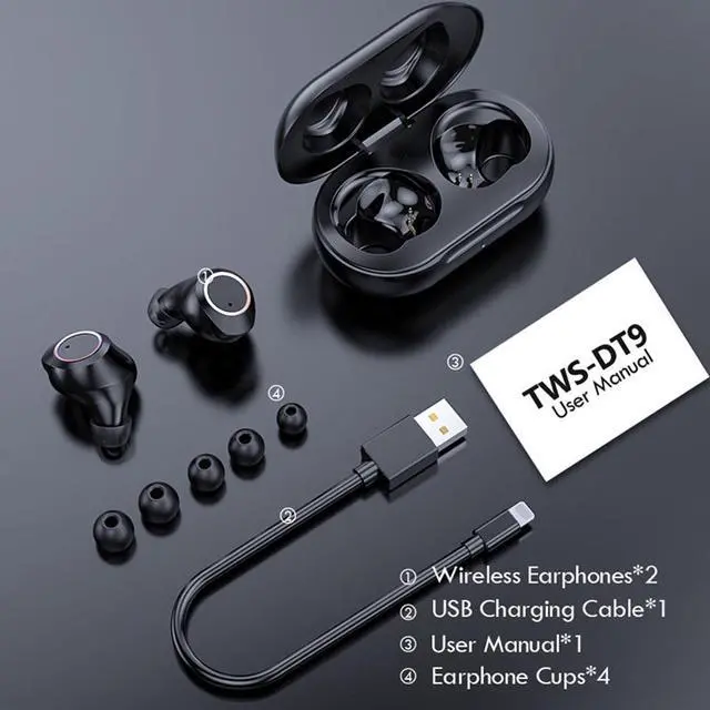 Alt view image 6 of 7 - Wireless Headphones TWS Bluetooth Earphones With Microphones 8D HiFi Noise Cancelling Earbuds Touch Control Waterproof Headsets (Colour: Black)
