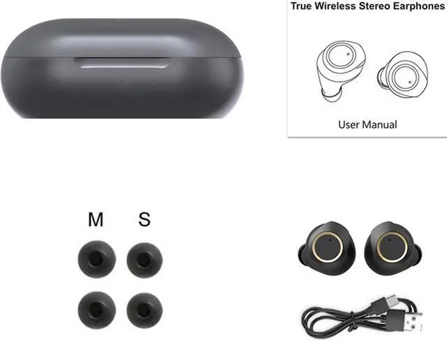 Alt view image 8 of 13 - TWS Bluetooth Earphone with Microphone Fingerprint Touch Wireless Headphones HD Stereo Noise Cancelling Music Earbud Headset