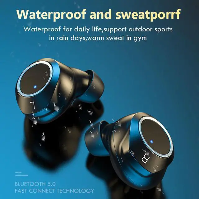 Alt view image 3 of 13 - TWS Bluetooth Earphone with Microphone Fingerprint Touch Wireless Headphones HD Stereo Noise Cancelling Music Earbud Headset