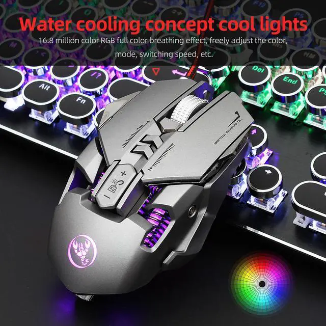 Alt view image 3 of 7 - Mechanical Gaming Mouse USB Wired 7 Keys Customizable Macros Programming Mice RGB Optical Mouse 6400DPI Mause Gamer Mouse