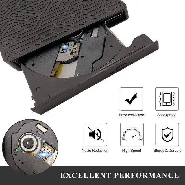 Alt view image 4 of 7 - External CD DVD Drive, 2-Port Hub USB 3.0 with Type-C SD/TF Card Reader CD/DVD +/-Rw Drive ROM Rewriter Burner for Laptop Desktop MacBook Mac OS Windows 10 8 7 XP Vista