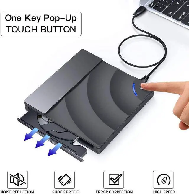 Alt view image 2 of 7 - External CD DVD Drive, Portable USB 3.0 DVD CD RW Writer Reader CD-RW/DVD-RW Player Burner High Speed Data Transfer for for PC Laptop Desktop MacBook Windows XP/Win 7/Win 8/Win 10/Vista/Linux/Mac OS