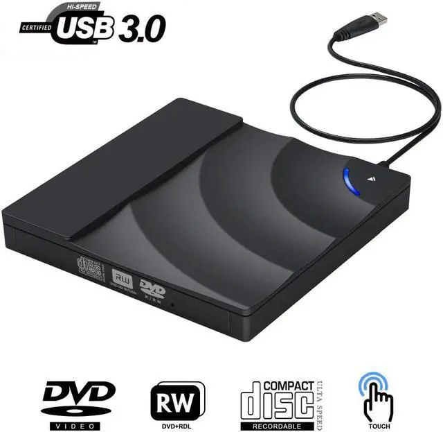 Main image of External CD DVD Drive, Portable USB 3.0 DVD CD RW Writer Reader CD-RW/DVD-RW Player Burner High Speed Data Transfer for for PC Laptop Desktop MacBook Windows XP/Win 7/Win 8/Win 10/Vista/Linux/Mac OS