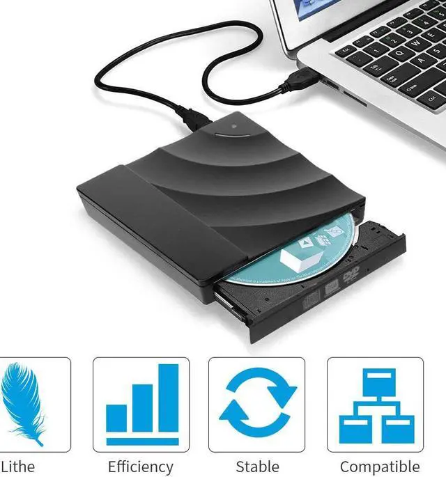 Alt view image 4 of 7 - External CD DVD Drive, Portable USB 3.0 DVD CD RW Writer Reader CD-RW/DVD-RW Player Burner High Speed Data Transfer for for PC Laptop Desktop MacBook Windows XP/Win 7/Win 8/Win 10/Vista/Linux/Mac OS