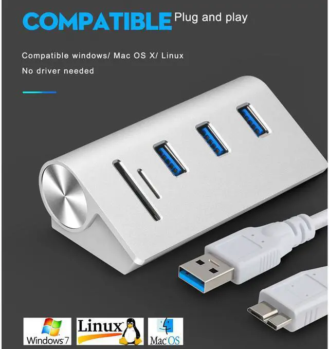 Alt view image 3 of 7 - Multi usb 3.0 hub 3 port adapter splitter Power Interface SD TF Card Reader for MacBook Air computer laptop accessories