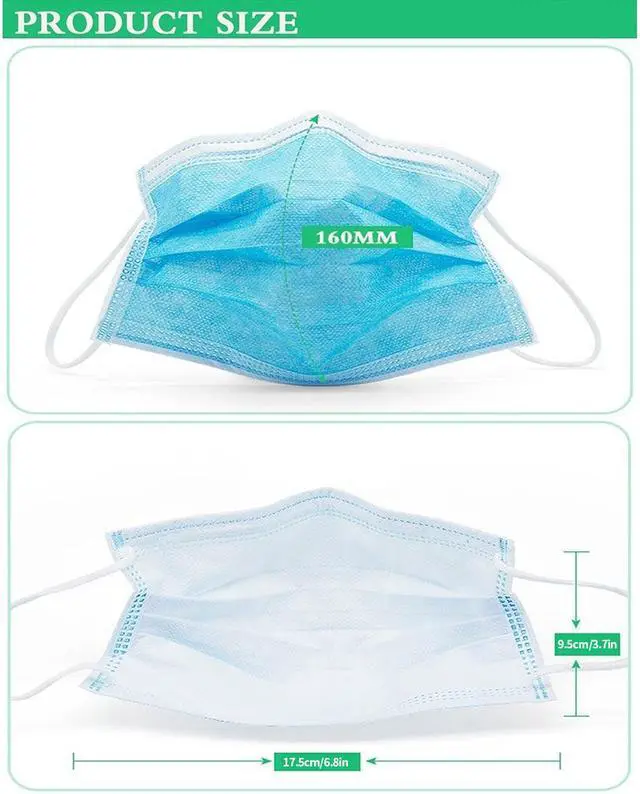 Alt view image 5 of 6 - 60pcs 3 Layer Non-woven Face Mask Anti-dust Disposable Masks Safe Breathable Mouth Mask Ear loop Filter Adult