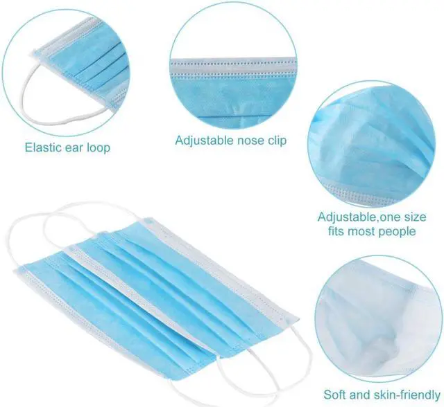 Alt view image 5 of 7 - 100pcs 3 Layer Non-woven Face Mask Anti-dust Disposable Masks Safe Breathable Mouth Mask Ear loop Filter Adult
