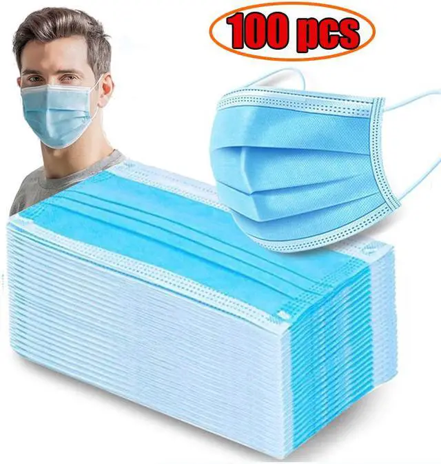 Main image of 100pcs 3 Layer Non-woven Face Mask Anti-dust Disposable Masks Safe Breathable Mouth Mask Ear loop Filter Adult