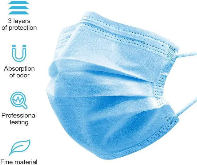 Alt view image 2 of 6 - 40pcs 3 Layer Disposable Mask Mouth Dust Protection Face Masks Dust Filter Safety Anti-pollution Mask (Color: Blue)