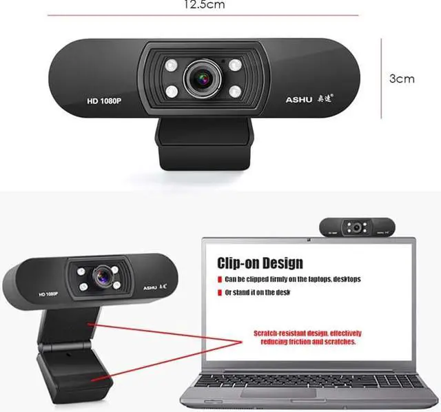 Alt view image 5 of 6 - Webcam 1080P HD Web Camera with Built-in Microphone 1920 x 1080p USB Plug&Play WebCam Widescreen Video