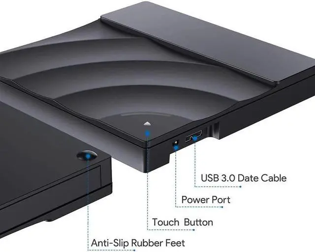 Alt view image 4 of 6 - USB 3.0 Touch Control External Drive DVD-ROM CD-RW DVD-RW Burner Player Portable Reader Slim for Windows XP/7/8/10 Laptop MAC OS