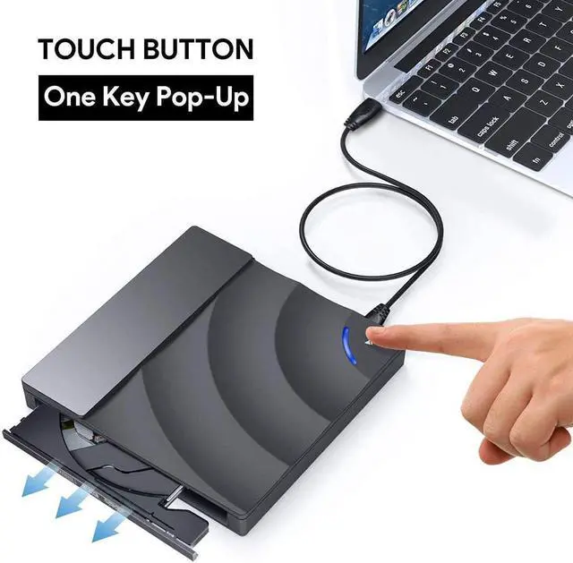 Alt view image 5 of 6 - USB 3.0 Touch Control External Drive DVD-ROM CD-RW DVD-RW Burner Player Portable Reader Slim for Windows XP/7/8/10 Laptop MAC OS