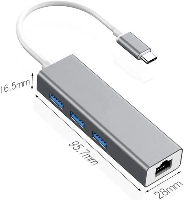 Alt view image 5 of 7 - Type-C To RJ45 Network Card Hundred Trillion USB 3.0 Hub Type C To RJ45 Hub USB 3.0 Ethernet Network Adapter