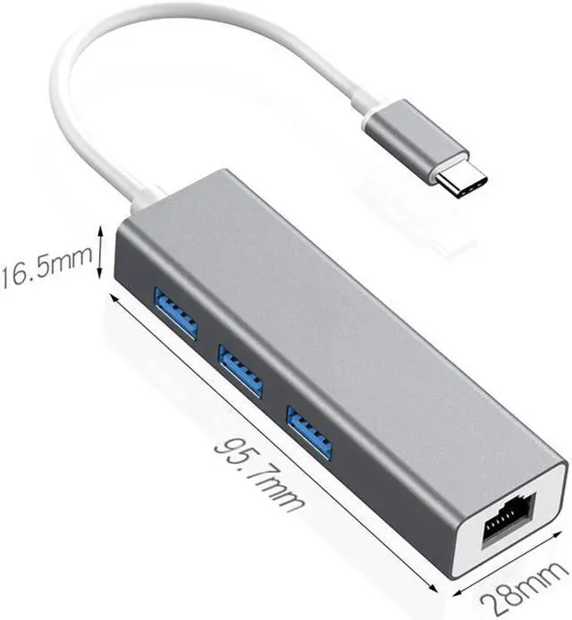 Alt view image 5 of 7 - Type-C To RJ45 Network Card Hundred Trillion USB 3.0 Hub Type C To RJ45 Hub USB 3.0 Ethernet Network Adapter