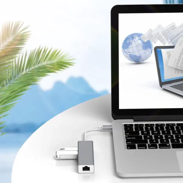 Alt view image 7 of 7 - Type-C To RJ45 Network Card Hundred Trillion USB 3.0 Hub Type C To RJ45 Hub USB 3.0 Ethernet Network Adapter