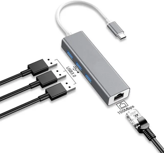Alt view image 6 of 7 - Type-C To RJ45 Network Card Hundred Trillion USB 3.0 Hub Type C To RJ45 Hub USB 3.0 Ethernet Network Adapter