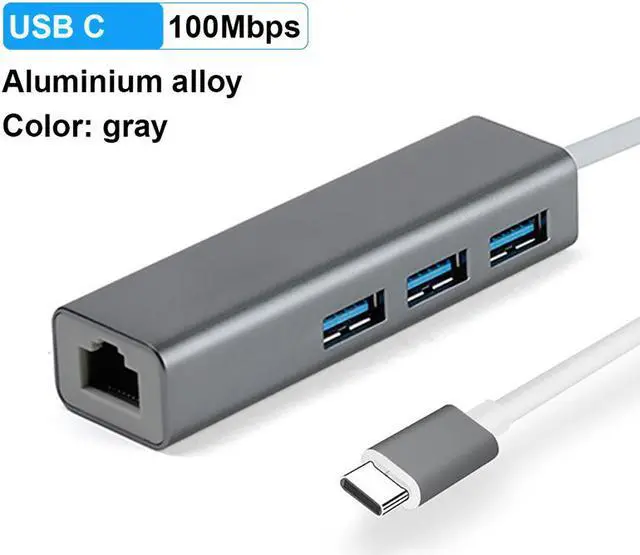 Alt view image 4 of 7 - Type-C To RJ45 Network Card Hundred Trillion USB 3.0 Hub Type C To RJ45 Hub USB 3.0 Ethernet Network Adapter