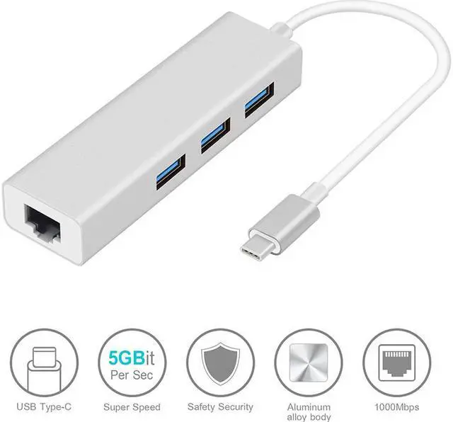 Main image of Type-C To RJ45 Network Card Hundred Trillion USB 3.0 Hub Type C To RJ45 Hub USB 3.0 Ethernet Network Adapter