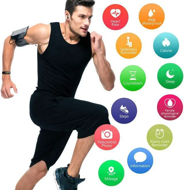 Alt view image 2 of 7 - Fitness Tracker with Blood Pressure Heart Rate Sleep Monitor,10 Sport Modes IP68 Waterproof Activity Tracker Fit Smart Watch with Pedometer Calorie Step Counter for Women Men Kids