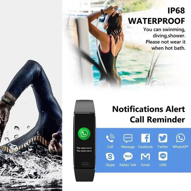 Alt view image 5 of 7 - Fitness Tracker with Blood Pressure Heart Rate Sleep Monitor,10 Sport Modes IP68 Waterproof Activity Tracker Fit Smart Watch with Pedometer Calorie Step Counter for Women Men Kids