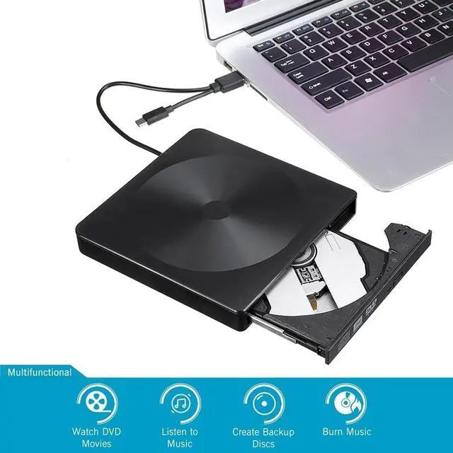 Alt view image 6 of 7 - Portable USB 3.0 External DVD Drive 8X DVD+-R/RW DL Burner for Acer 5 Nitro Aspire 5 E 15 Inspire E15 Predator Helios 300 Gaming Laptop Computer, Super Super Multi 24X CD-RW Writer Black Plaid Pattern
