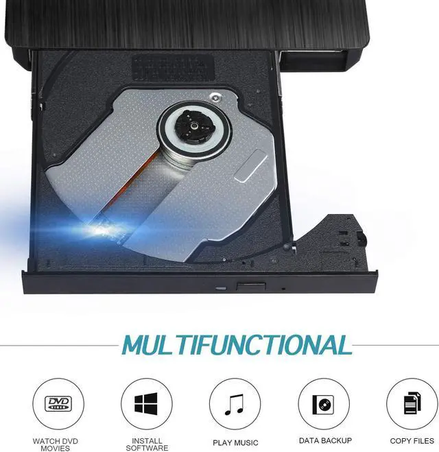 Alt view image 7 of 7 - [Updated Version]External CD DVD Drive USB 3.0 Portable CD DVD +/-RW Drive Slim DVD/CD Rom Rewriter Burner Writer, High Speed Data Transfer for Laptop/Macbook/Desktop /MacOS/Windows10/8/7/XP/Visa