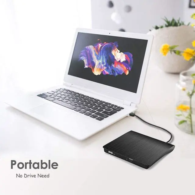 Alt view image 5 of 7 - [Updated Version]External CD DVD Drive USB 3.0 Portable CD DVD +/-RW Drive Slim DVD/CD Rom Rewriter Burner Writer, High Speed Data Transfer for Laptop/Macbook/Desktop /MacOS/Windows10/8/7/XP/Visa