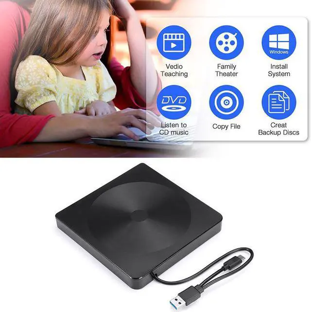 Alt view image 5 of 7 - Portable USB 3.0 External DVD Drive 8X DVD+-R/RW DL Burner for Acer 5 Nitro Aspire 5 E 15 Inspire E15 Predator Helios 300 Gaming Laptop Computer, Super Super Multi 24X CD-RW Writer Black Plaid Pattern