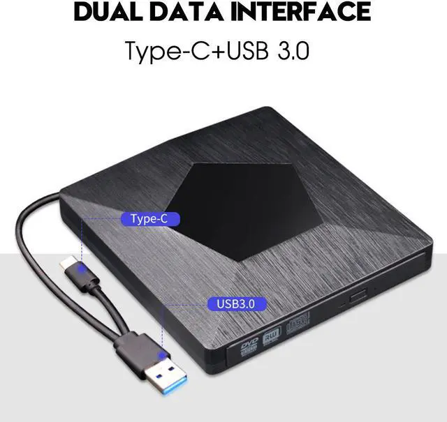 Alt view image 4 of 7 - External DVD Drive Optical Drive USB 3.0/Type C CD ROM Player CD-RW Burner Writer Reader Recorder Portable for Laptop Windows PC