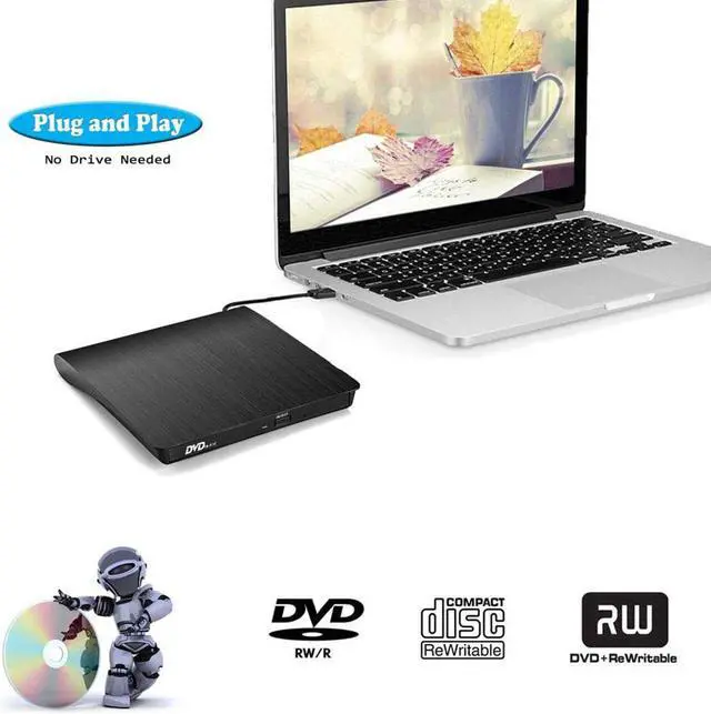 Alt view image 6 of 7 - [Updated Version]External CD DVD Drive USB 3.0 Portable CD DVD +/-RW Drive Slim DVD/CD Rom Rewriter Burner Writer, High Speed Data Transfer for Laptop/Macbook/Desktop /MacOS/Windows10/8/7/XP/Visa