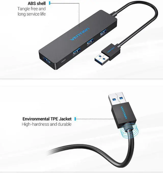 Alt view image 6 of 7 - 4 Ports USB Hub USB 3.0 Hub for Printer Mac Notebook Laptop High Speed Multi USB Splitter USB Hab